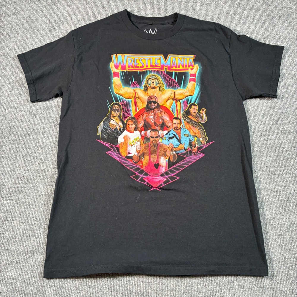 WWE WrestleMania Legends Shirt Mens M Black Bret Hart Ultimate Warrior Piper